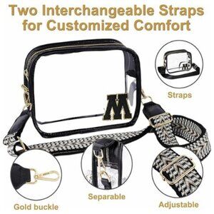 Stadium-Approved Clear Initial Purse, Crossbody Bag Events, Concert and Sports